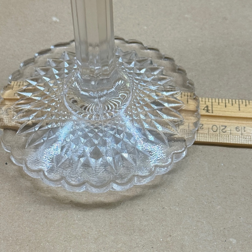 Vintage Clear Pressed Glass Compote Pinwheel Star Scalloped Pedestal Candy Dish - Picture 5 of 11